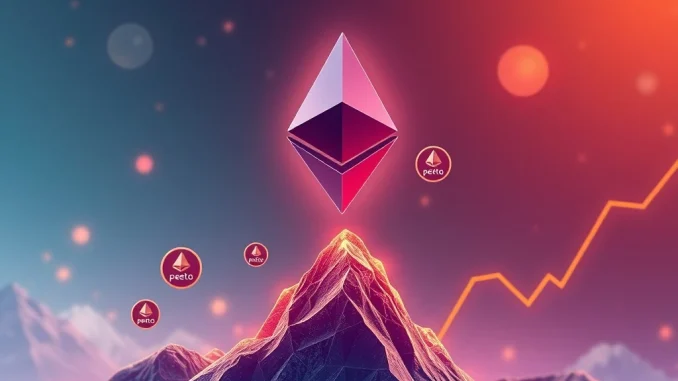 Ethereum price chart soaring past $3,600, symbolizing its market surge, alongside Pepeto coins representing successful presale.