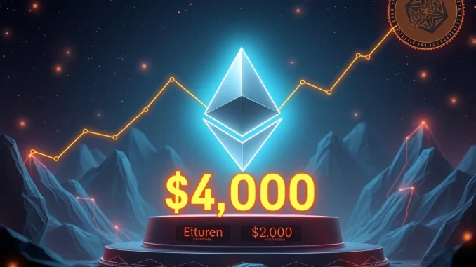 Ethereum price prediction 2025 showing bullish surge to $4,000 with institutional support