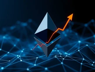 A visual representation of Ethereum price prediction showing an upward trend, highlighting Polymarket's forecast for ETH.