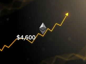 A green line graph showing Ethereum price surge past $4,600 on Binance, symbolizing strong market growth.