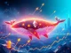 A digital whale representing Ethereum Whales accumulating ETH, with financial charts and upward trends, symbolizing the surge in ETH Price driven by institutional buying.