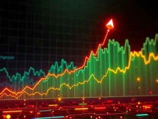 A digital graph illustrating the upward trajectory of Ethereum price, signifying its growing crypto market leadership over Bitcoin.