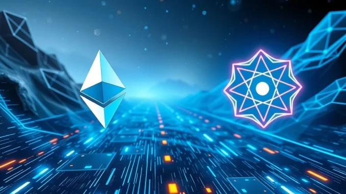 Ethereum and Solana racing in a digital landscape for blockchain dominance