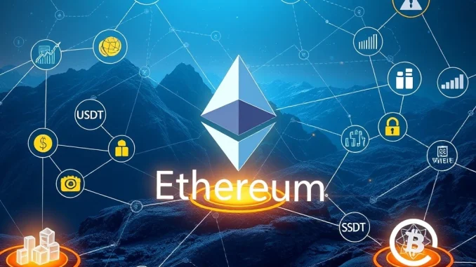 Illustrative representation of Ethereum's growth, with stablecoins and RWA tokenization driving increased ETH demand in the crypto market.