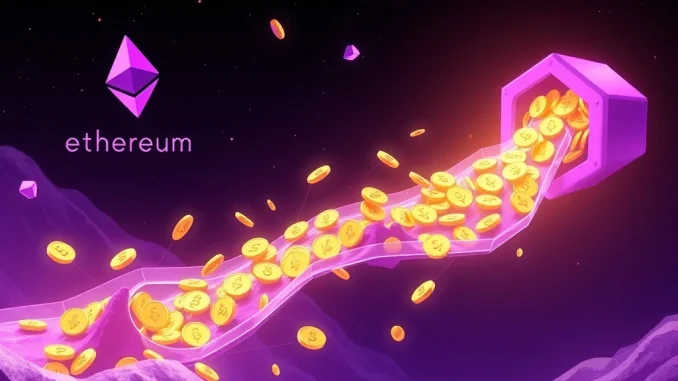 Visual representation of Ethereum staking dynamics, showing ETH unstaking balanced by robust new staking, reflecting confidence in the Ethereum network.