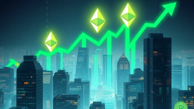 Chart illustrating Ethereum's surge in value and institutional crypto adoption, driven by new US crypto regulation.