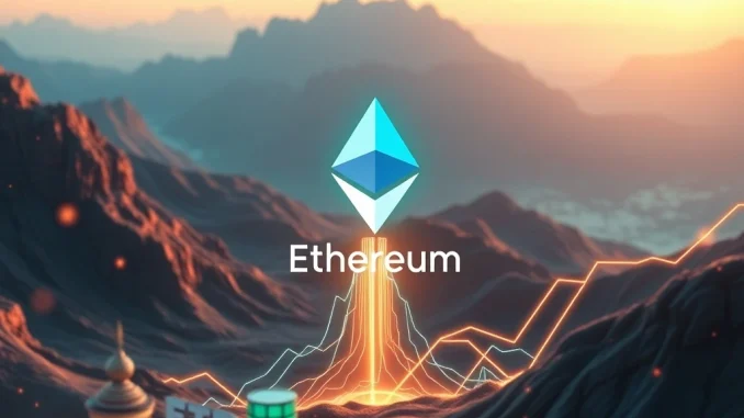 Visualizing the Ethereum surge in July, with charts and institutional symbols representing ETF inflows and adoption driving the rally.