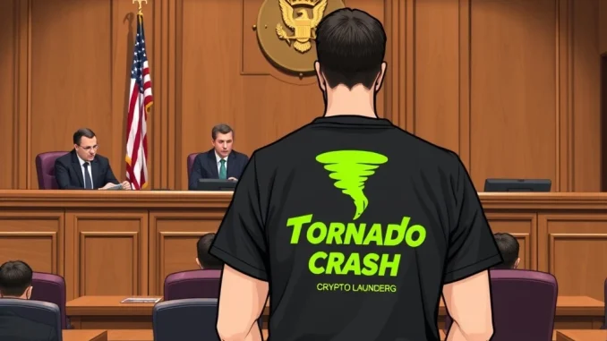 Ethereum Tornado Cash trial courtroom scene with developer Roman Storm