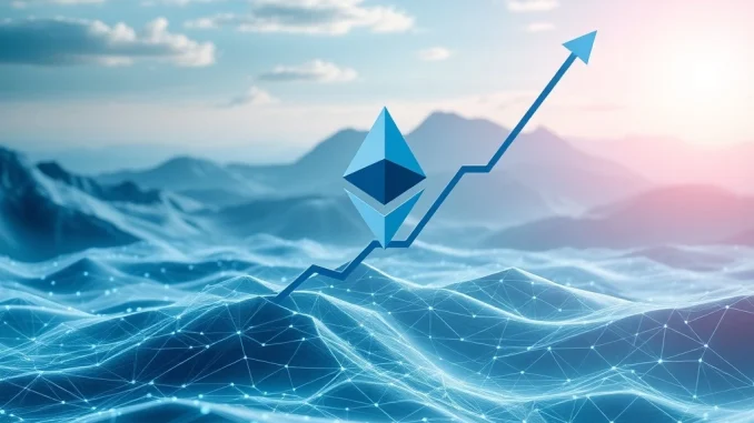 A graph showing surging Ethereum transactions, symbolizing the unprecedented growth and robust blockchain activity on the network.