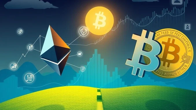 Visualizing Ethereum's potential growth and institutional adoption, competing with Bitcoin as a long-term store of value asset.