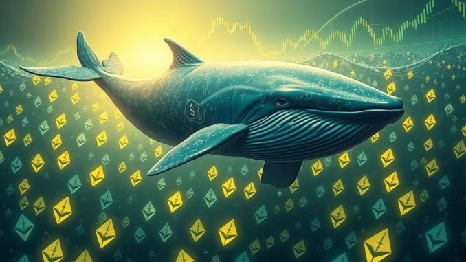 A visual representation of a significant Ethereum whale accumulation, highlighting the immense ETH holdings and impact of large ETH acquisition.