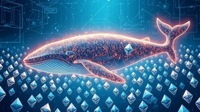 Ethereum Whale Unleashes Astonishing $670M Accumulation Spree A visual representation of an Ethereum whale undertaking a massive ETH accumulation, illustrating its potential crypto market impact.