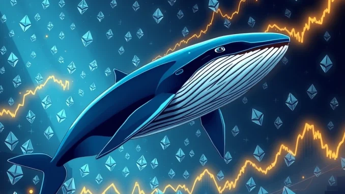 Chart showing a significant surge in Ethereum price following a massive accumulation by Ethereum whales, indicating a bullish market trend.