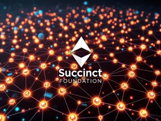 Abstract representation of the Succinct Foundation's efforts to scale the Ethereum ZK Network through decentralized governance.
