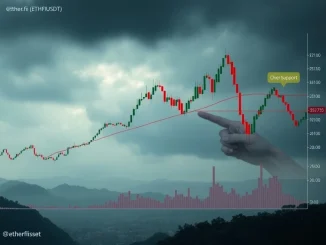 A crypto chart illustrating the recent sharp decline of Ether.fi (ETHFIUSDT) and critical support levels, highlighting bearish market sentiment.