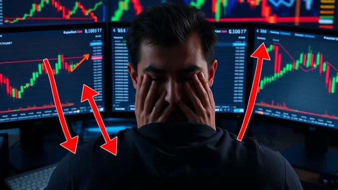A crypto trader analyzing charts showing the sharp ETHFI price plunge, reflecting the significant market downturn.