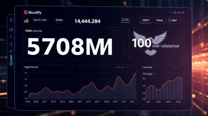 Falcon Finance's new transparency dashboard displaying robust $708M crypto reserves, assuring secure USDf stablecoin over-collateralization.