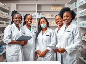 Empowered female pharmacists in Nigeria working with Famasi CareCapital for better healthcare