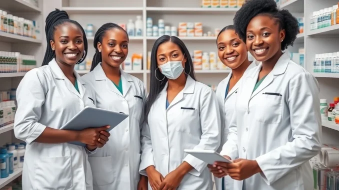 Empowered female pharmacists in Nigeria working with Famasi CareCapital for better healthcare