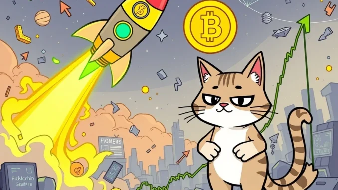 A visual contrast between Fartcoin's explosive viral surge and Troller Cat's strategic crypto presale, illustrating different meme coin investment approaches.