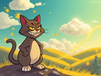 A visual metaphor for the volatile crypto market, showing Fartcoin's massive surge alongside Troller Cat's promising presale ROI.