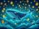 Digital whale causing a FARTCOIN whale sell-off, symbolizing significant crypto market dynamics and volatility.