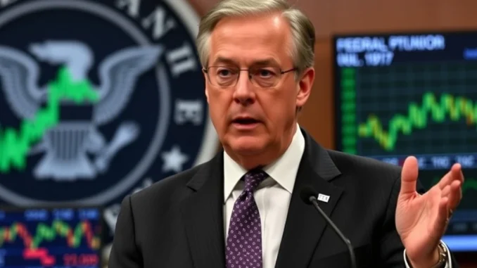 Jerome Powell discussing Fed rates at FOMC press conference