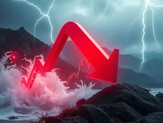 A chart showing a significant FIS price drop amidst volatile cryptocurrency market conditions, challenging short-term gains.