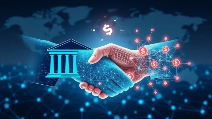 Visualizing Franklin Templeton's pioneering integration of VeChain for secure enterprise payments, bridging traditional finance with blockchain.