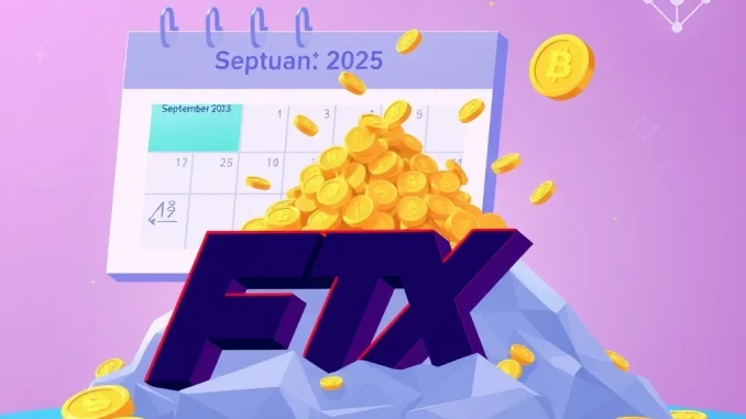 An illustration representing FTX creditors receiving their monumental payout, highlighting the September 2025 distribution date and the recovery from bankruptcy.