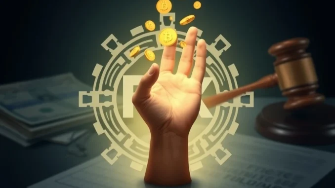 A symbolic image of the FTX Payout to crypto creditors, showing a gavel, digital assets, and a calendar for September 2025.