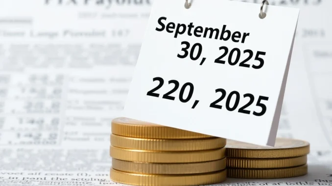 Visualizing FTX payouts: Digital coins and calendar marking September 30, 2025, representing the monumental $1.9 billion distribution to creditors.