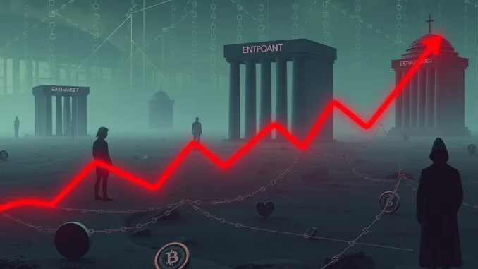 A visual representation of the FUN token's dramatic price drop and the impact of crypto delisting on its market value.