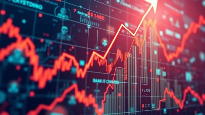 A visual representation of the FUN token's dramatic crypto price surge on a digital chart, highlighting the excitement around Farcaster's growth.