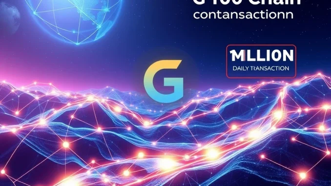 A dynamic visualization of G Coin's massive daily on-chain transactions, representing its real-world utility and blockchain adoption.