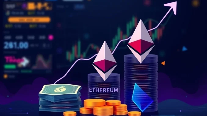 GameSquare's substantial Ethereum holdings depicted as a growing digital asset portfolio, symbolizing corporate crypto adoption and strategic ETH investment.