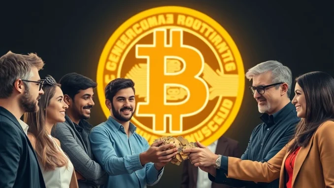 Generational Wealth Shift: Unlocking a Potent $225 Billion Surge for Bitcoin Illustrates the generational wealth shift impacting Bitcoin, showing digital transfer of assets from older to younger hands.