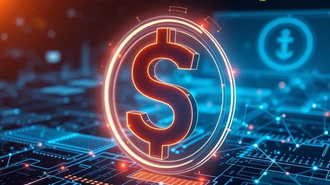 A digital representation of USDtb, highlighting its compliance with the GENIUS Act, signifying a new era for regulated stablecoin adoption.