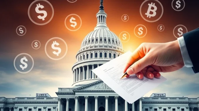 US Capitol with digital symbols, representing the GENIUS Act's impact on stablecoins and US digital finance leadership.