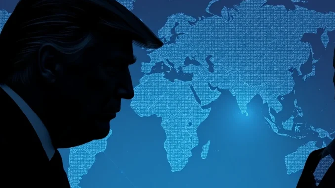 Illustrates the complex interplay of **geopolitical tensions** and their ripple effect on global financial markets, including cryptocurrency.