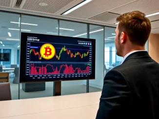 A professional reviewing charts, symbolizing H100 Group's strategic Bitcoin investment and leadership among Nordic companies.