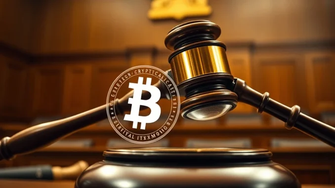 Gavel striking, symbolizing US prosecutors appealing a lenient crypto sentence in the HashFlare Ponzi scheme case.