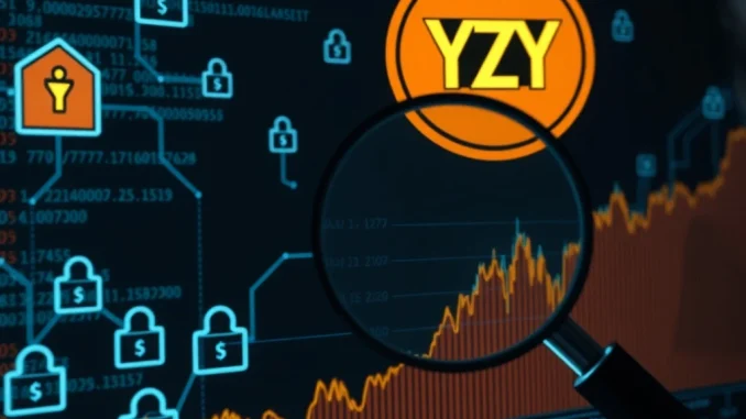Digital visualization of crypto wallets and data trails, symbolizing Bubblemaps' investigation into Hayden Davis's alleged YZY memecoin sniping.