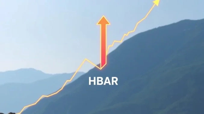 A chart illustrating HBAR's sharp short-term price correction following significant gains, symbolizing cryptocurrency market volatility.
