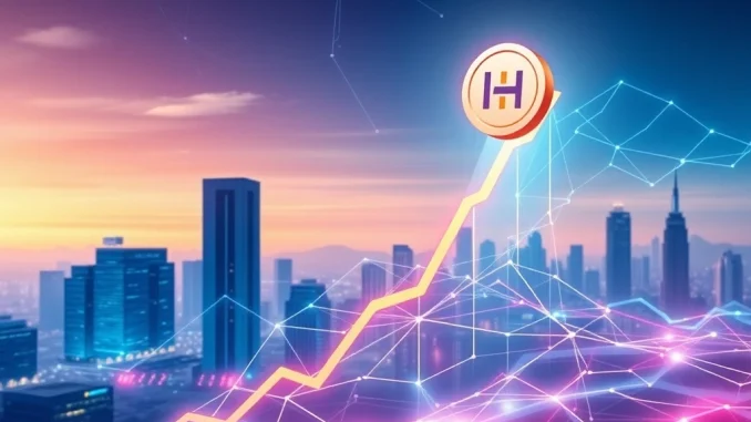 A visual representation of HBAR price prediction charts showing an upward trend, symbolizing the potential for Hedera HBAR growth.