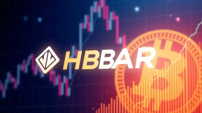 A vibrant chart showing HBAR price surging, illustrating the bullish MACD crossover and its correlation with Bitcoin's influence.