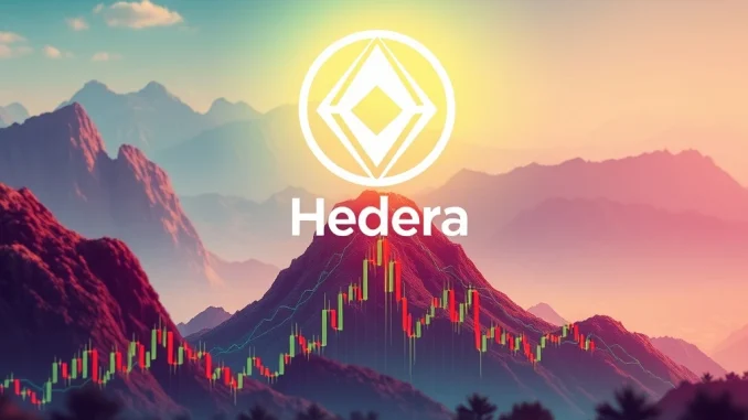 Chart showing Hedera HBAR price surge with a clear upward trend, indicating a technical breakout towards the $0.50 target.
