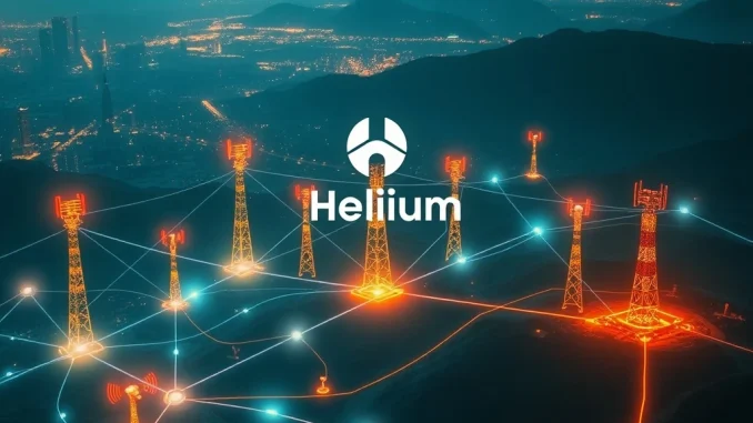 A visual representation of Helium Mobile's expanding decentralized wireless network, highlighting its innovative DC burn growth.