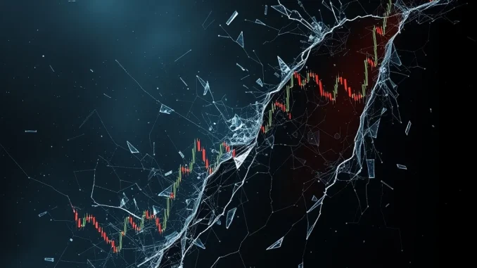 Dramatic HFT token price crash shown on a shattered trading chart