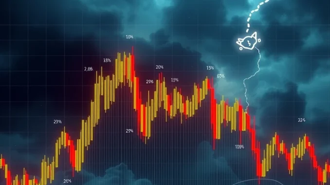 A digital chart showing a steep HIFI crypto crash, illustrating extreme price volatility and market uncertainty.